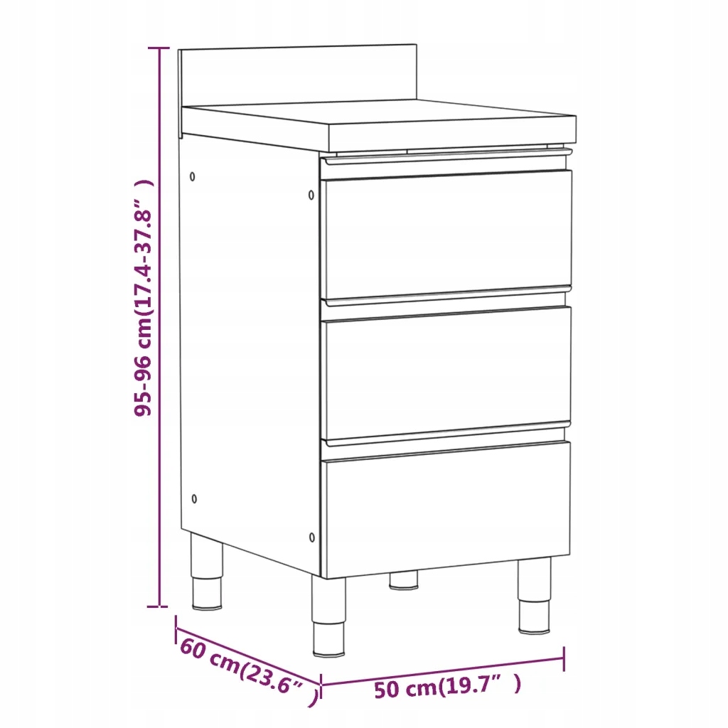 Szafki gastronomiczne, 3 szt., stal nierdzewna Marka inny