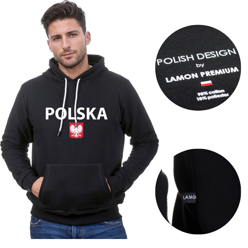 Patriotická pánská mikina s orlem a nápisem Polsko, Mikina L
