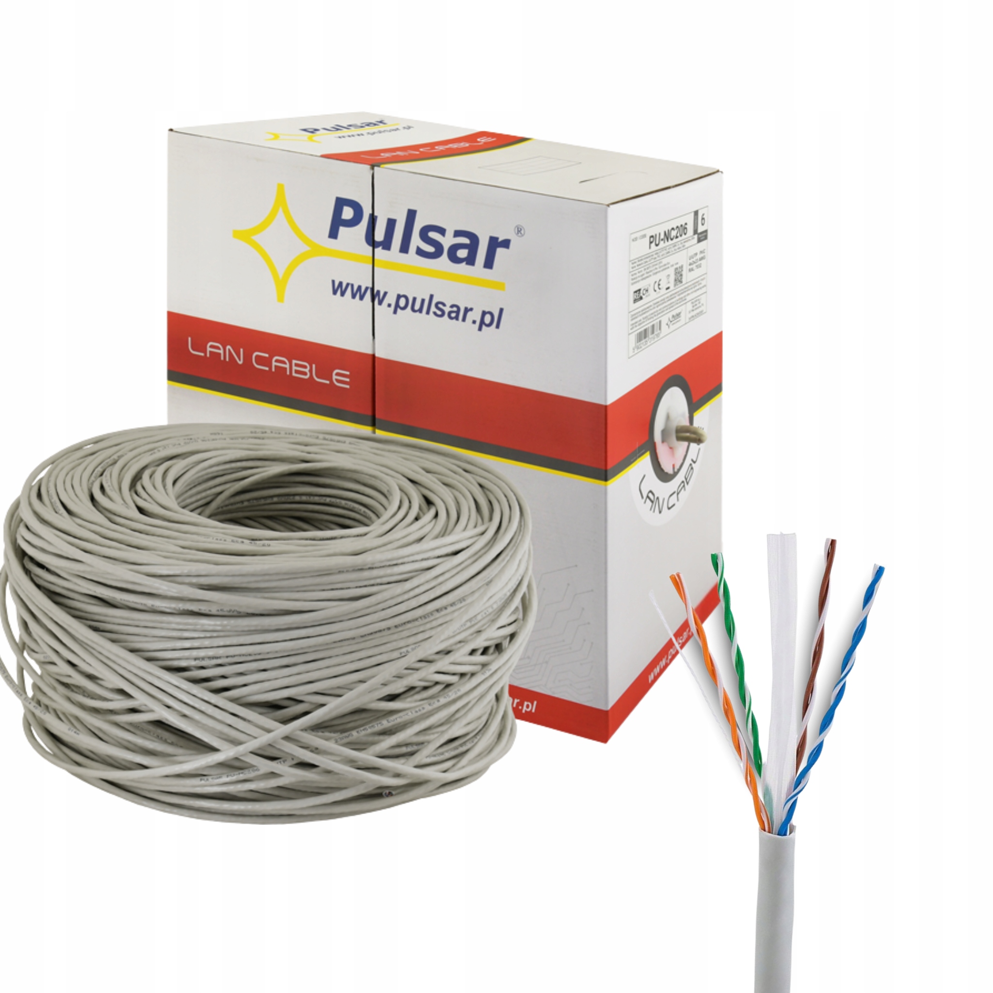 Skrętka komputerowa Pulsar PU-NC206 U/utp 23AWG, Cu, kat. 6, 305 m