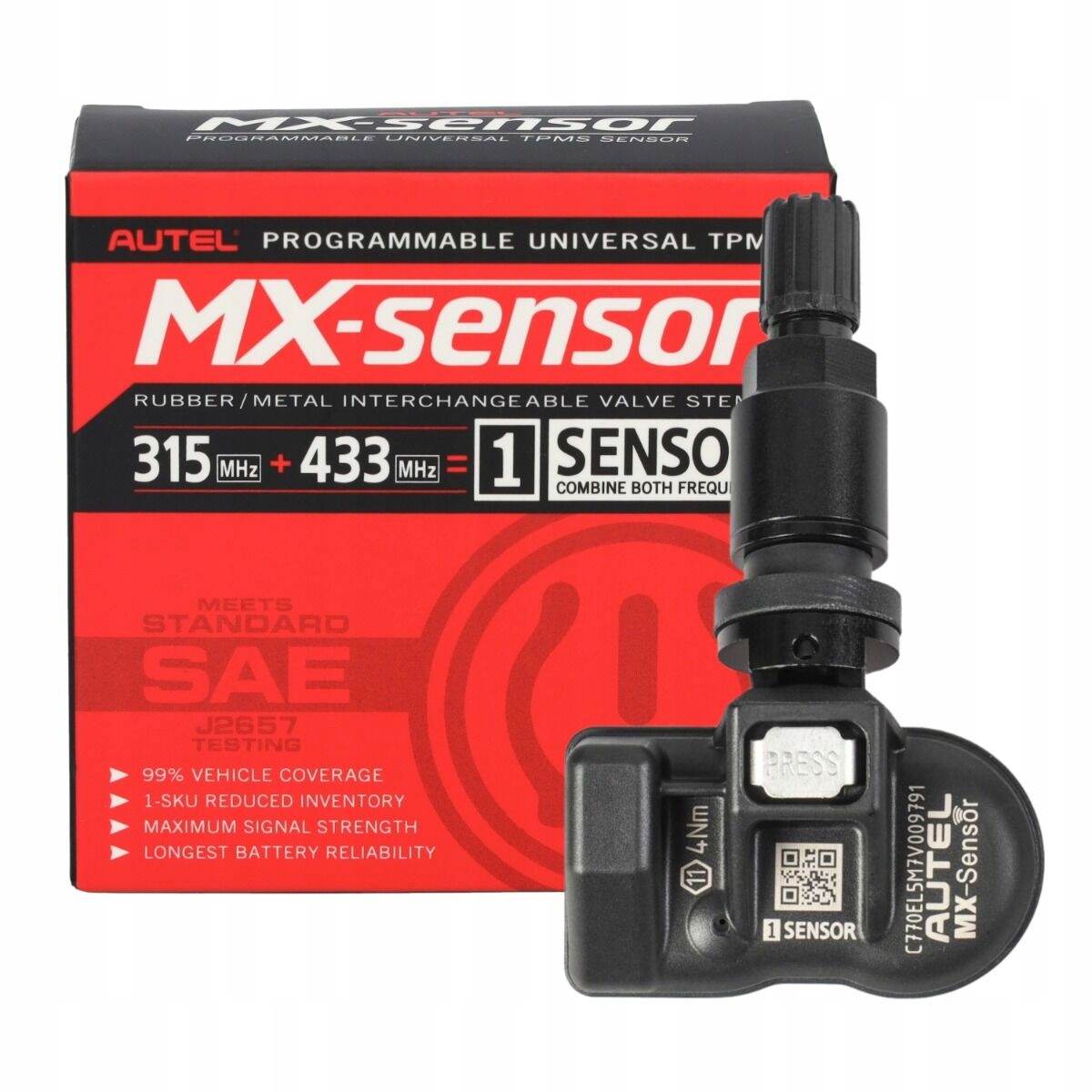 Snímač tlaku pneumatik Tpms Autel 1-Sensor 433 315 MHz Evropa Usa černý