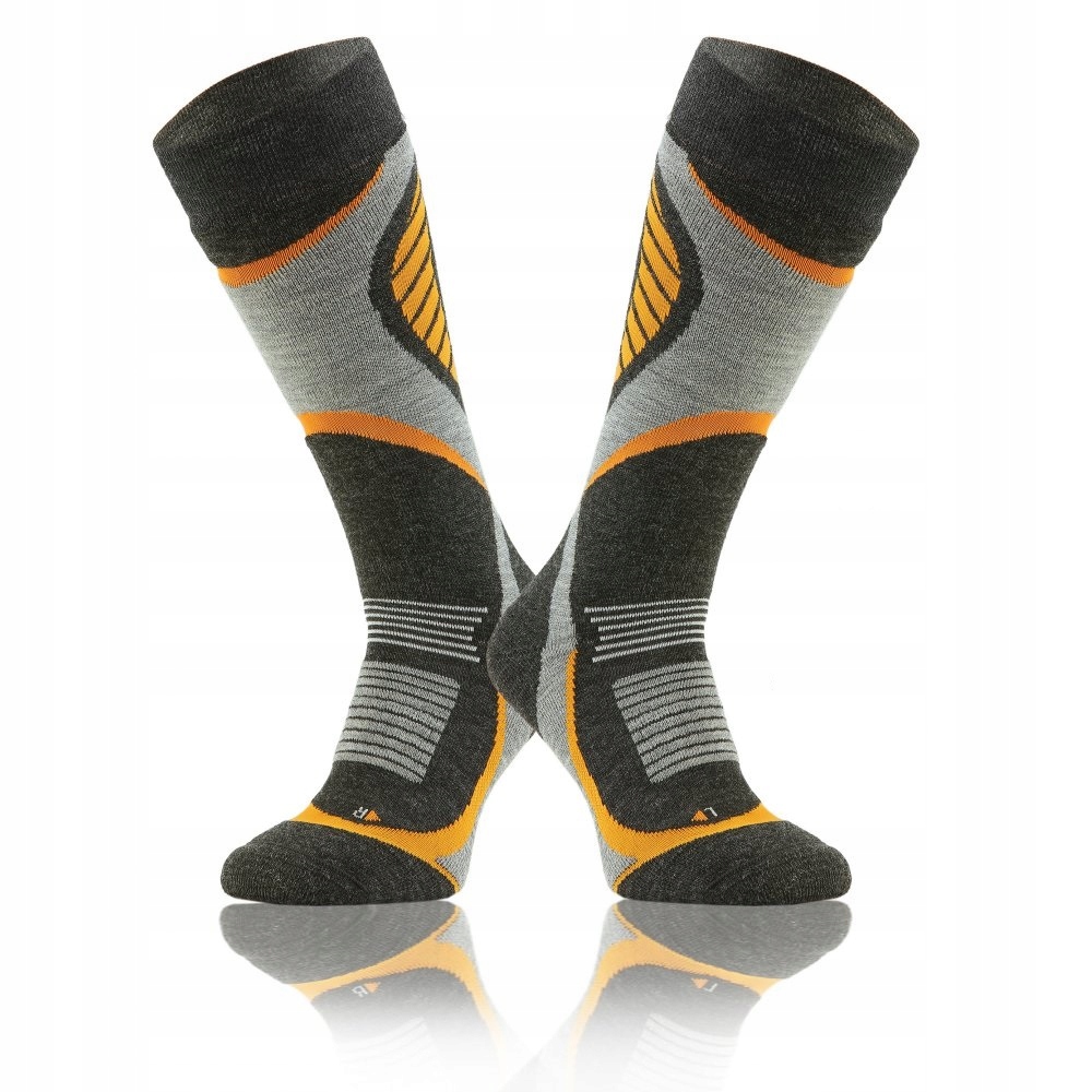 Skarpety Narciarskie lub Snowboardowe Wełna i Jony Srebra grey/orange 39-41