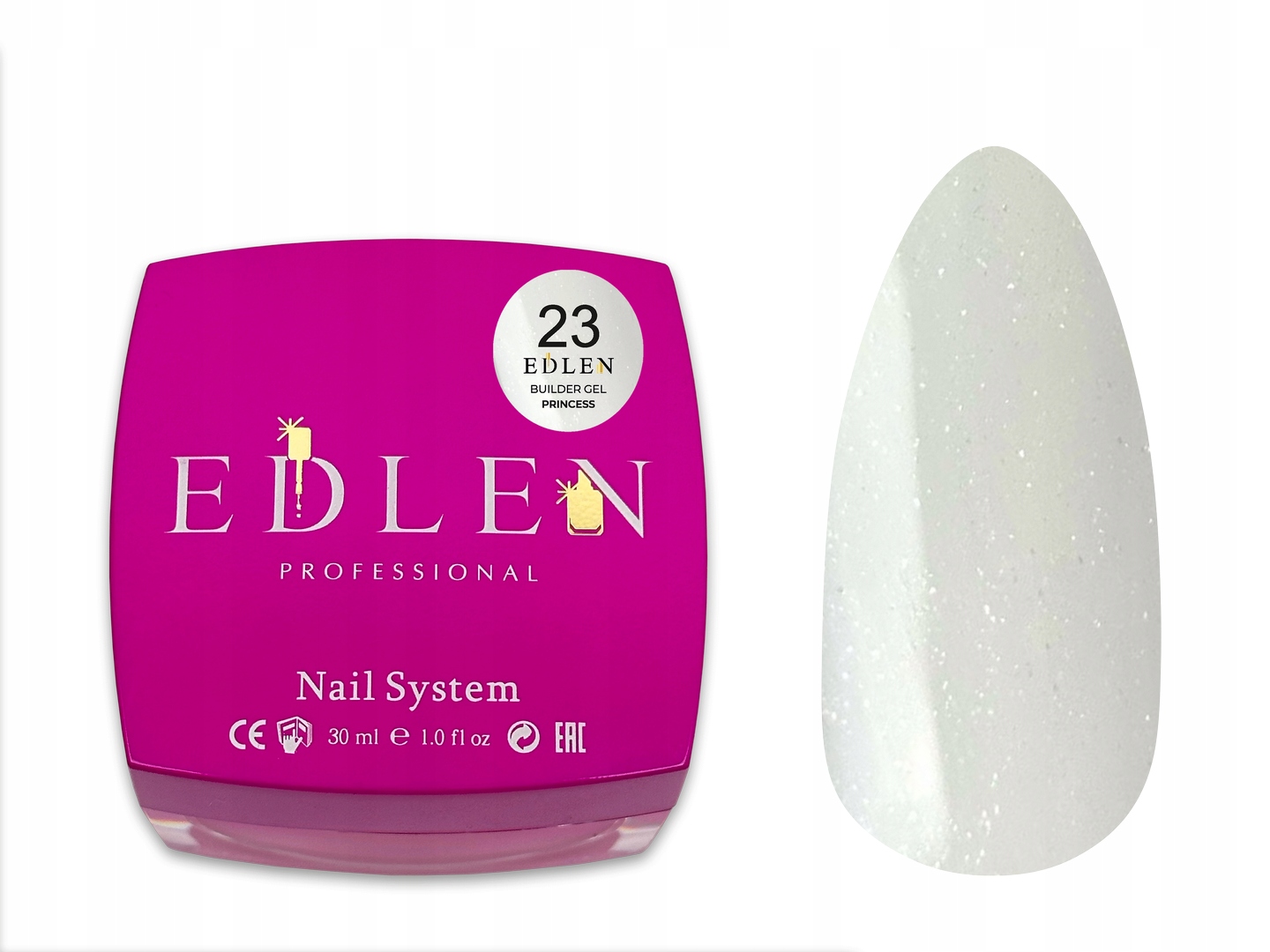 Builder Gel Princess 23 Żel Budujący Biały Shimmer