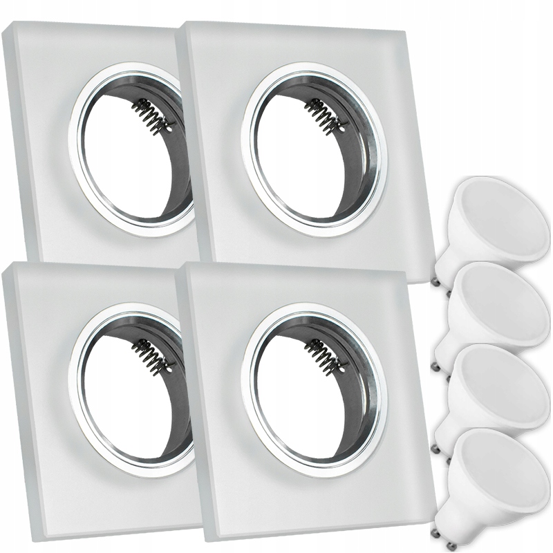 4X Skleněná Lampička Moderní Svítidlo Čtverec Silné Sklo 3W Led Žárovka