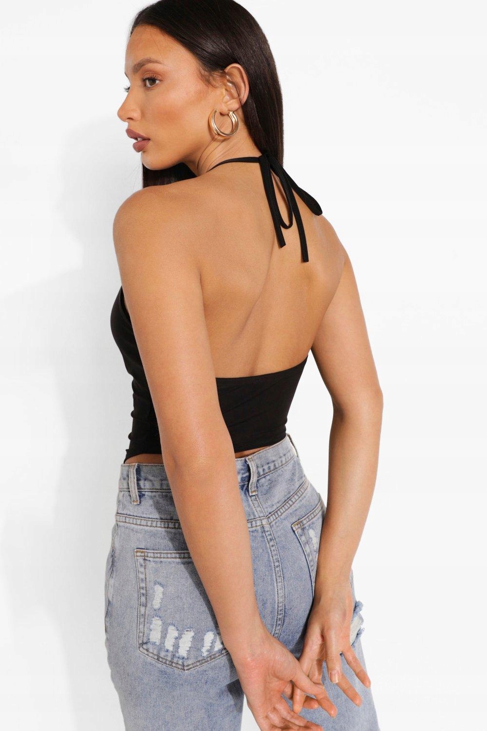 ODKRYTE PLECY G55 NE7__L BOOHOO TOP ASYMETRIA Materiał dominujący poliester