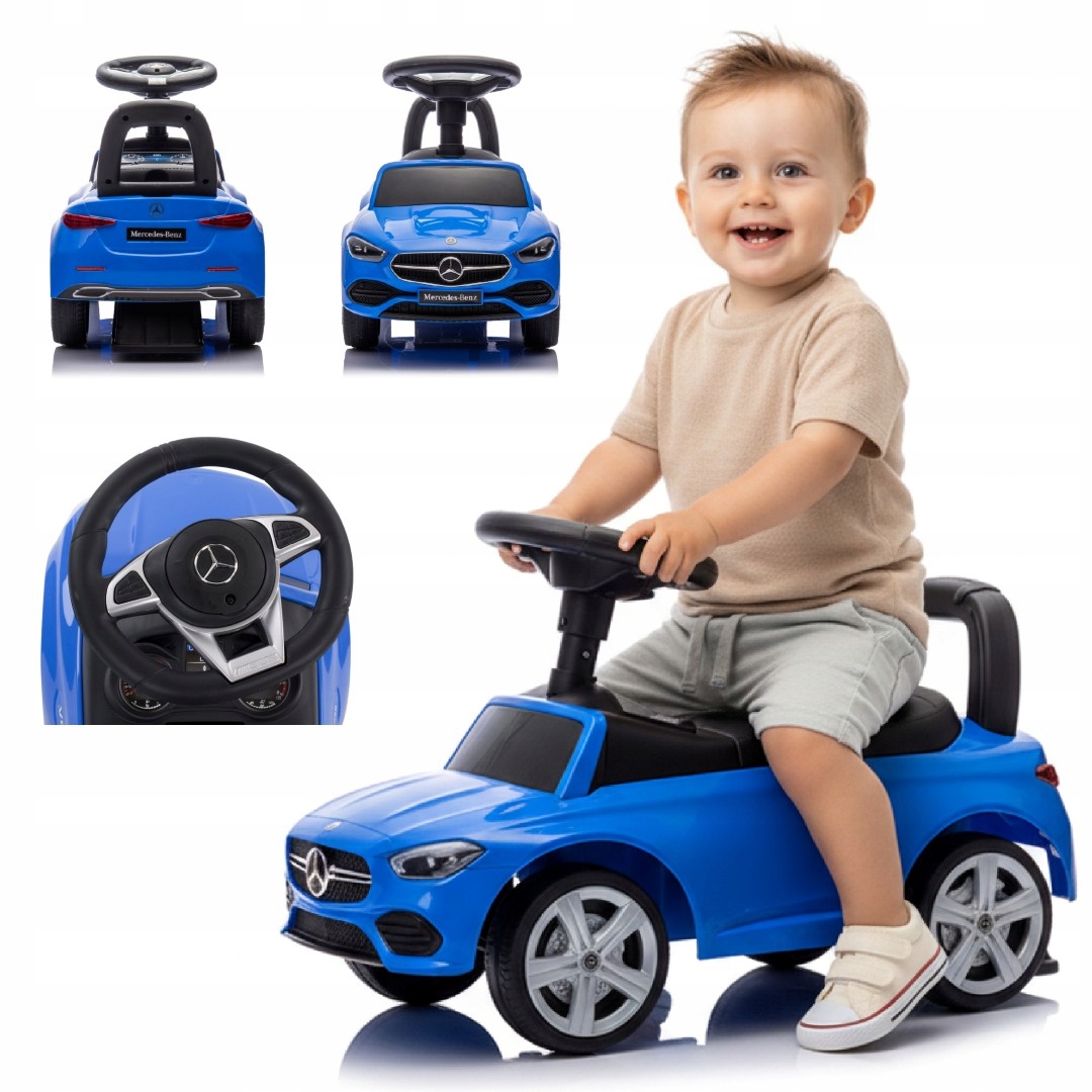 Jeździk dla dzieci Chodzik Pchacz Mercedes C-Class Oparcie Schowek Dźwięk