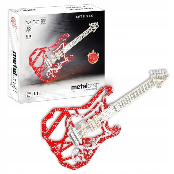 Metalcraft Gitara Fs Červená Kovový Model Skladanie Ozdoba Dekorácia