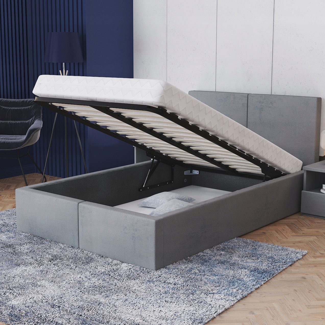 

Łóżko tapicerowane 120x200 stelaż metalowy materac