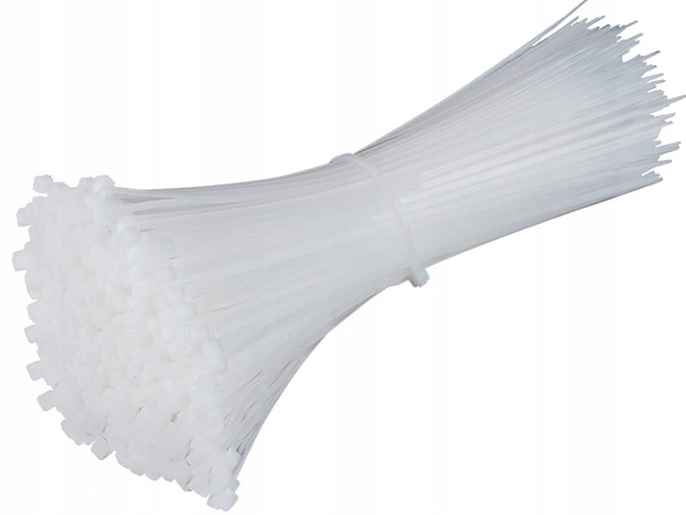 Opaska Kablowa Zaciskowa Trytytki 2.6 mm x 200 mm Białe Zestaw 100 szt