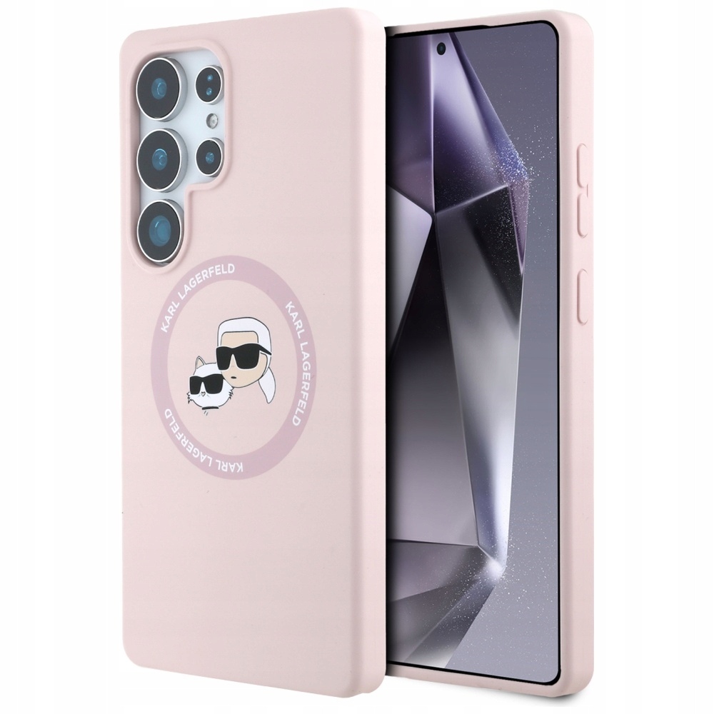 Silikonový Pouzdro Karl Lagerfeld MagSafe s dvojitými hlavicemi a kruhovým povrchem pro Samsung Galaxy