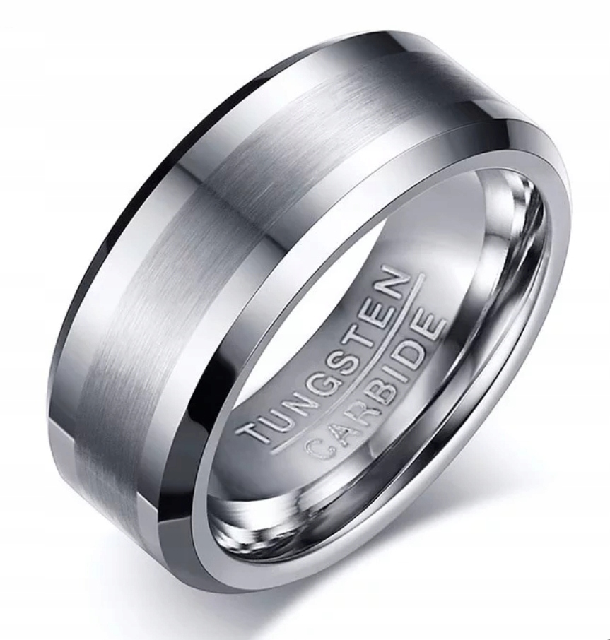 Stříbrný Mat Lesklý Prsten Sygnet Prsten Prstýnek Wolfram R19