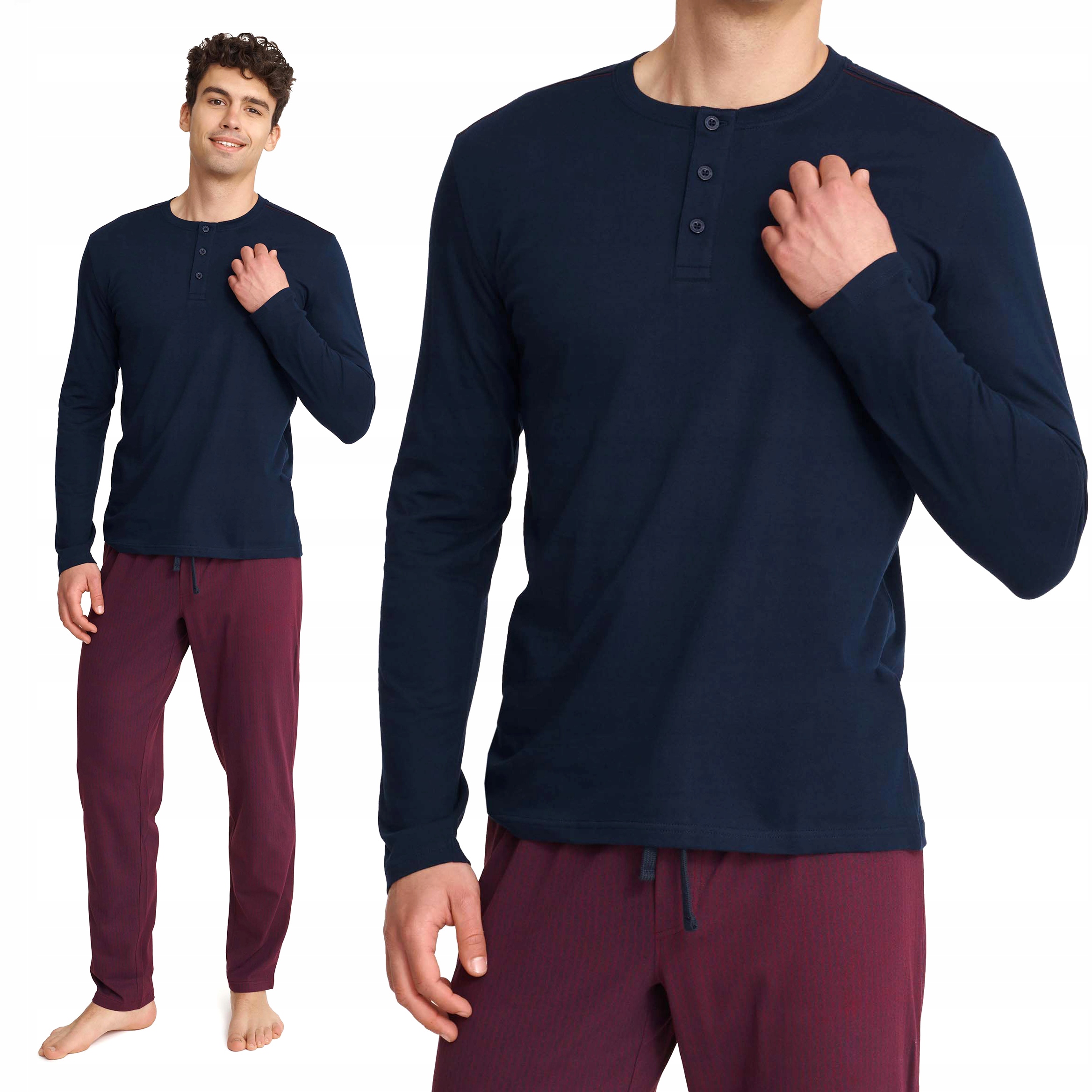 Pánské bavlněné pyžamo s dlouhým rukávem Henderson Udos XXL