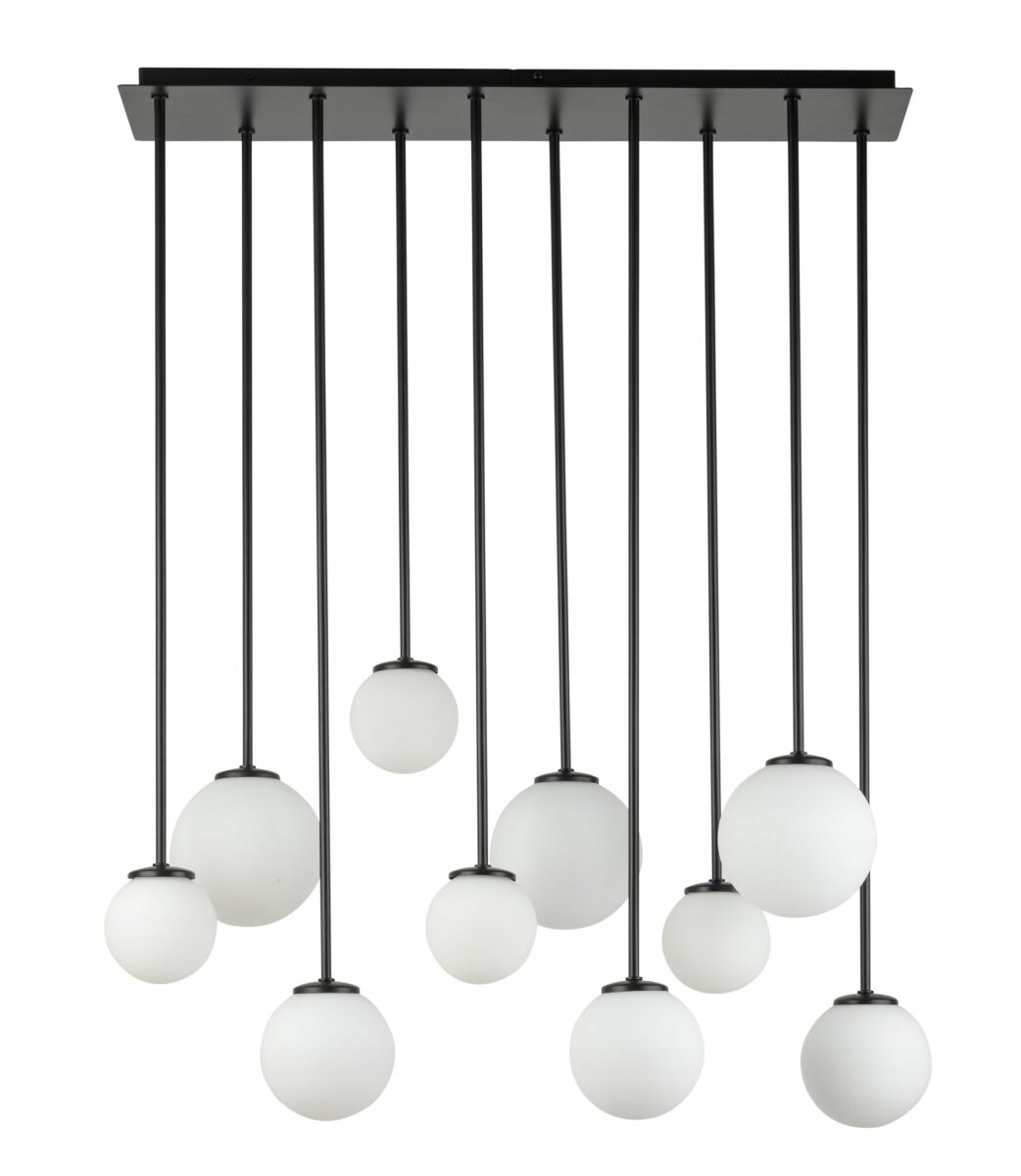 Moderná závesná dekoratívna lampa s 10 bielymi sklenenými guľami 75 cm Sigma