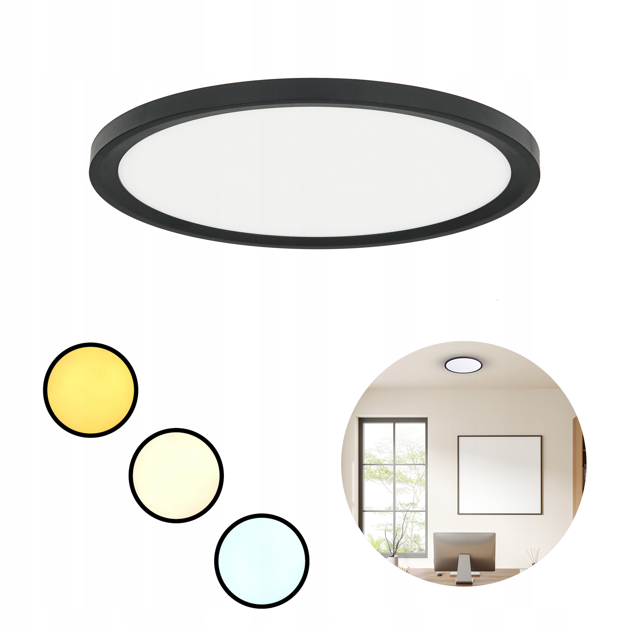 Plafon Led Plafoniera Lampa Wisząca Sufitowa Maq 32W 3CCT Czarny