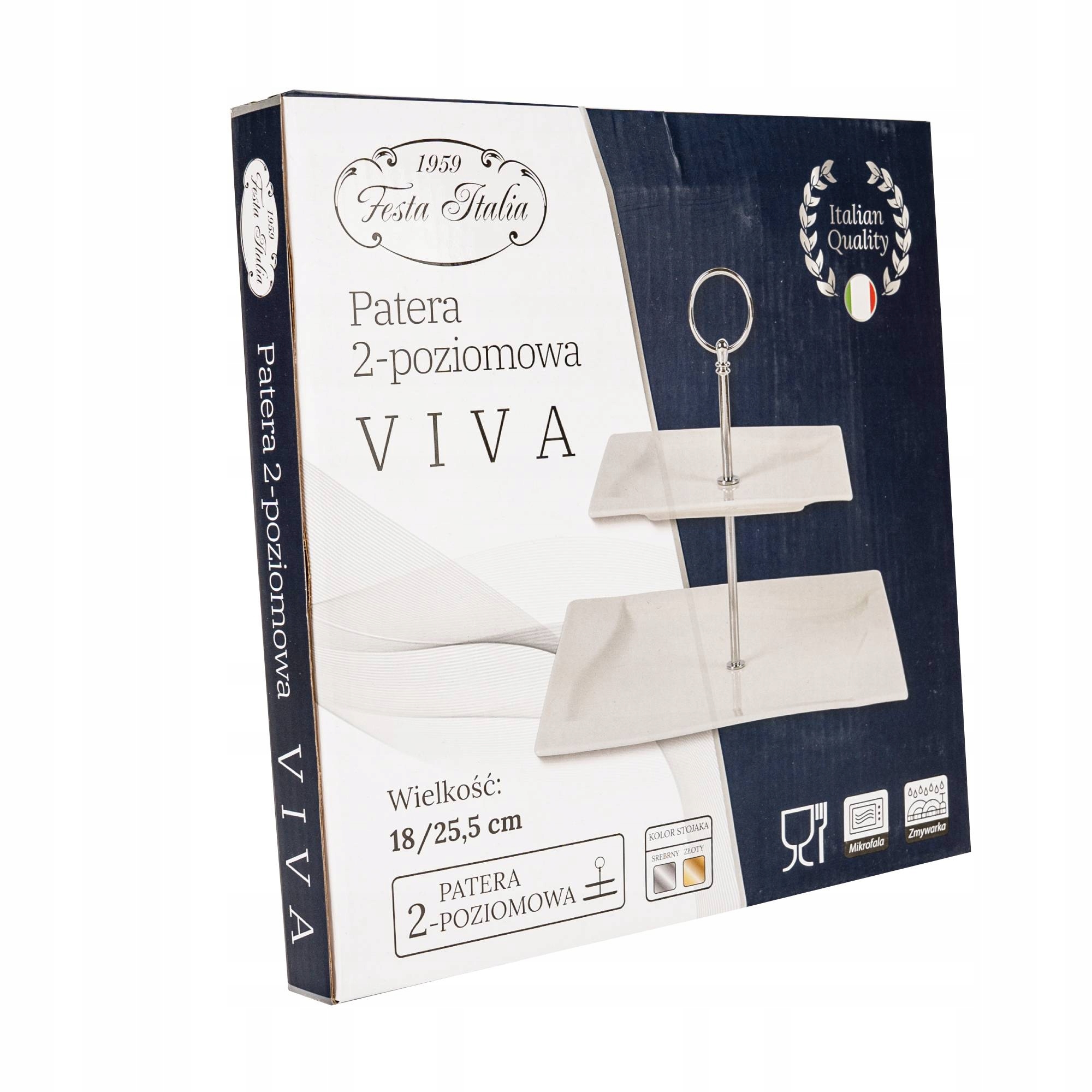 PATERA DWUPOZIOMOWA PORCELANA STOJAK ciasto owoce VIVA ZŁOTA Stan opakowania oryginalne