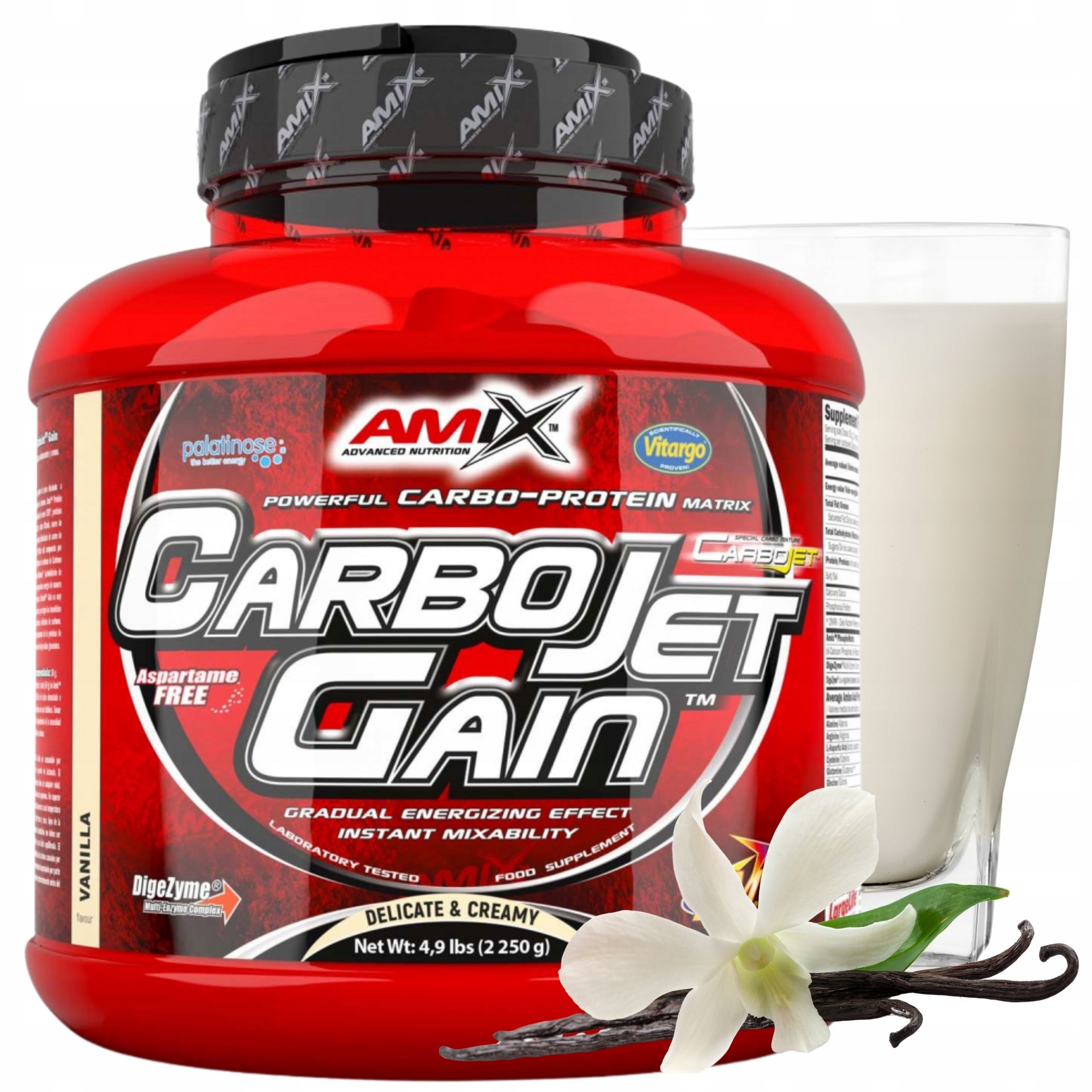 Gainer na hmotu Protein Cfm Komplexní sacharidy Vitargo CarboJet Gain Vanilka