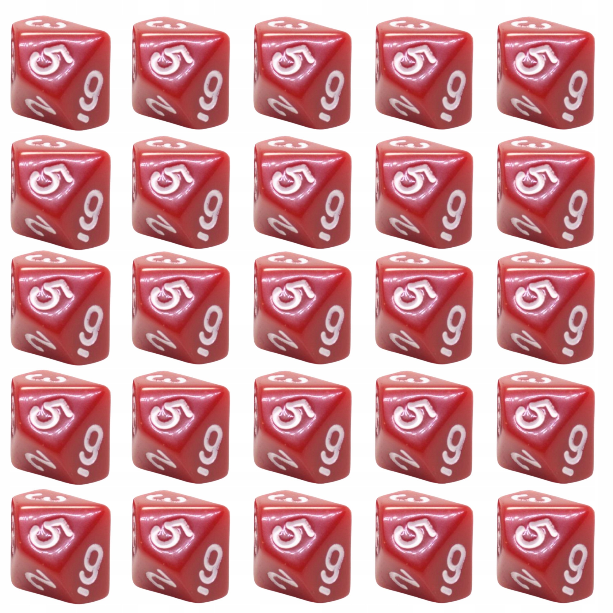 ZESTAW 25 KOSTEK K10 RPG KOŚĆ CZERWONA 0-9