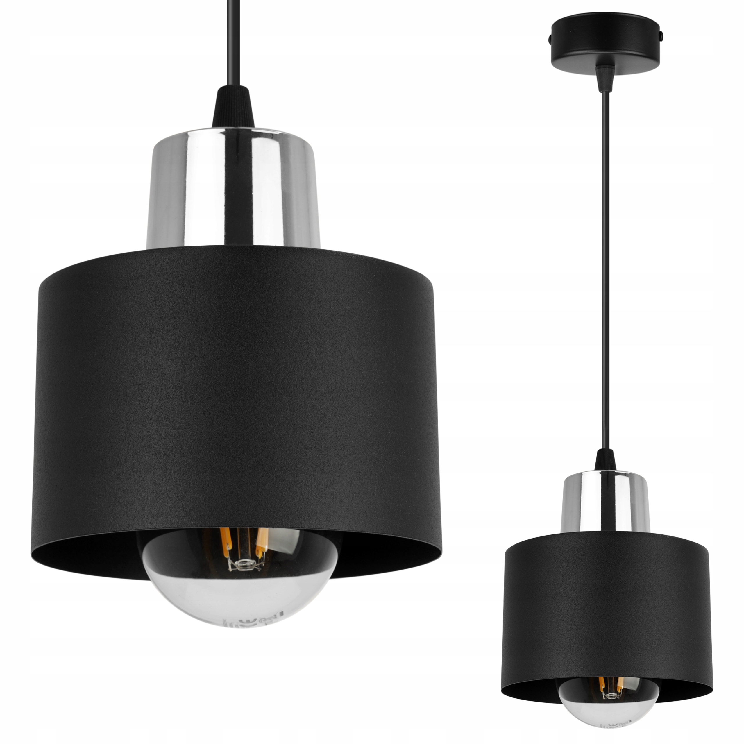 

Lampa Nowoczesna Wisząca Sufitowa Czarna Klosz Led