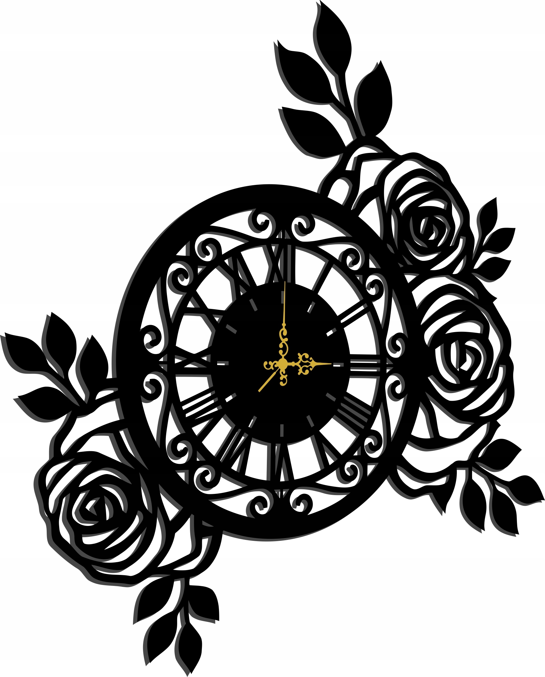 Ažurové Nástěnné Hodiny Květiny Růže Dárek Pro Flotistku Babičku 60 CM 3D