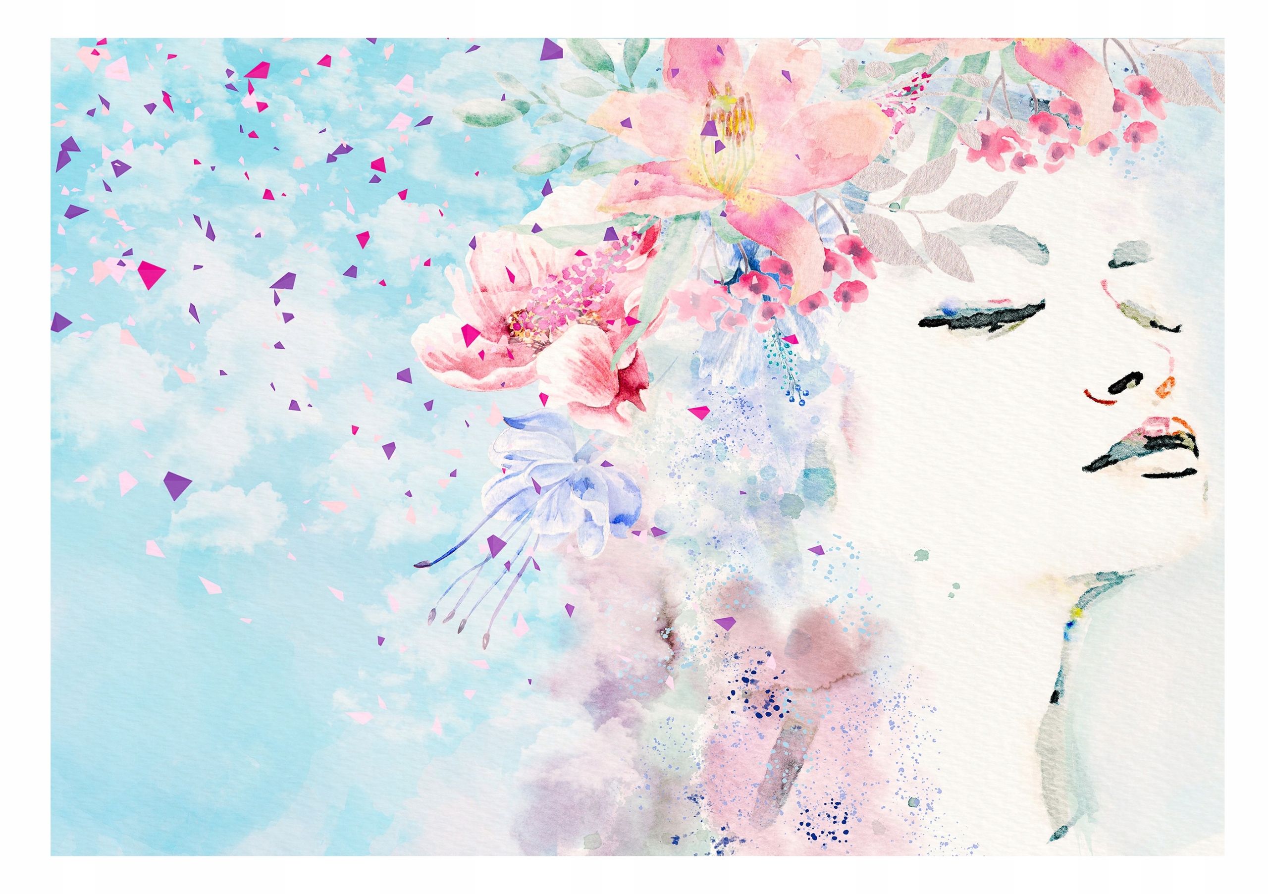 Fototapeta Květiny Žena Tvář Moderní 312x219