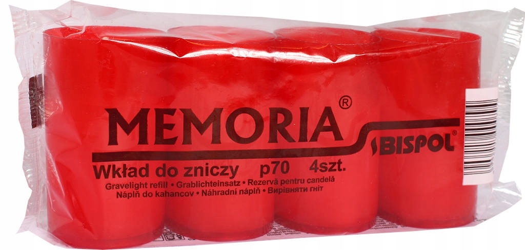 

Wkłady do zniczy parafinowe czerwone 4szt 22h małe