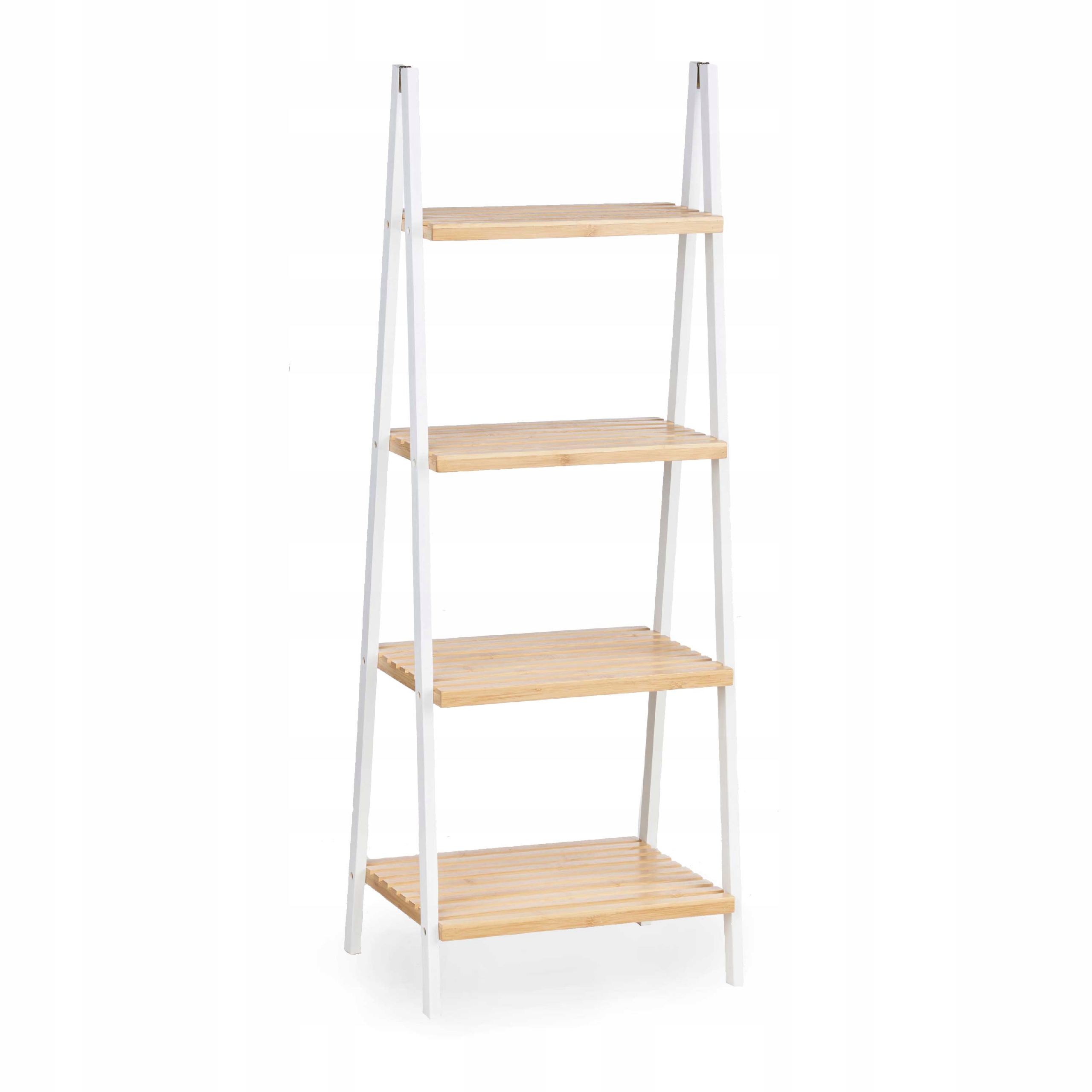 Bambusový Regál Úzky Biely 4 Úrovne Bamboo Glow 40 X 30 X 109 CM Do 40 Kg