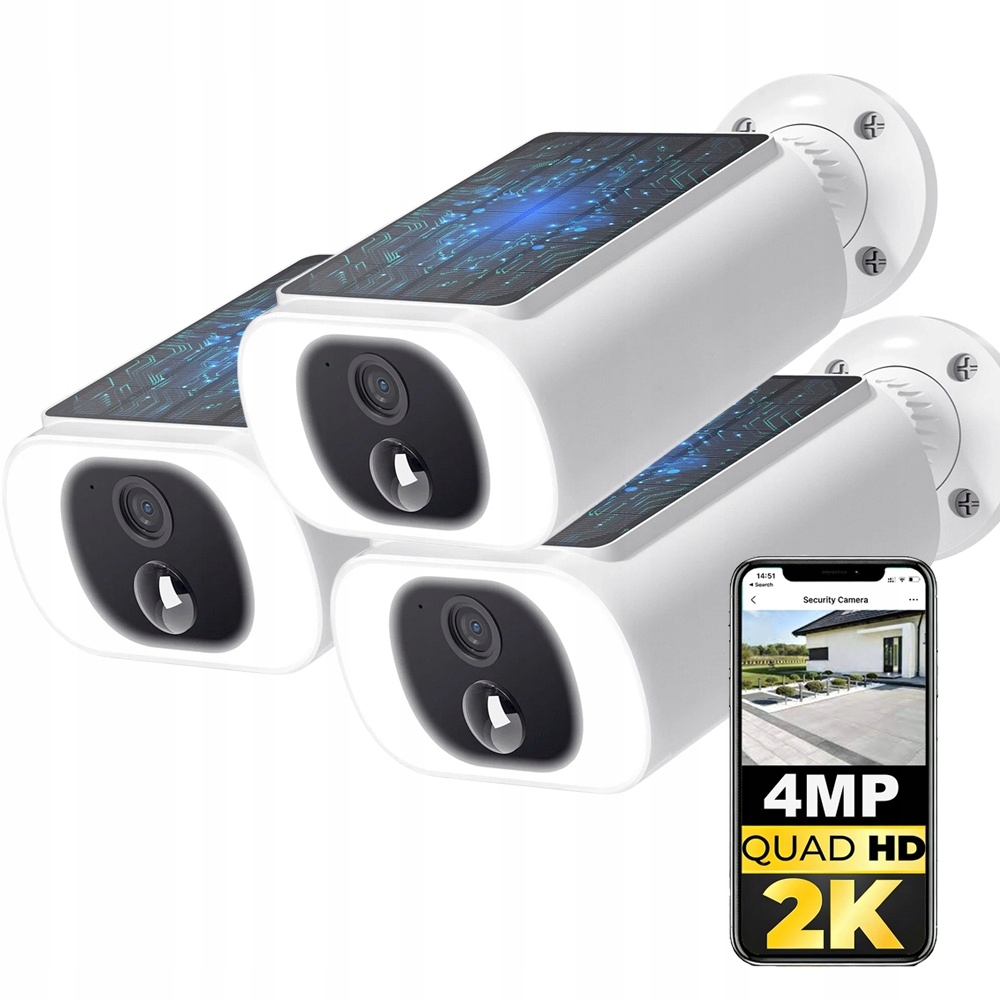 Venkovní solární bezpečnostní kamery s vestavěným solárním panelem