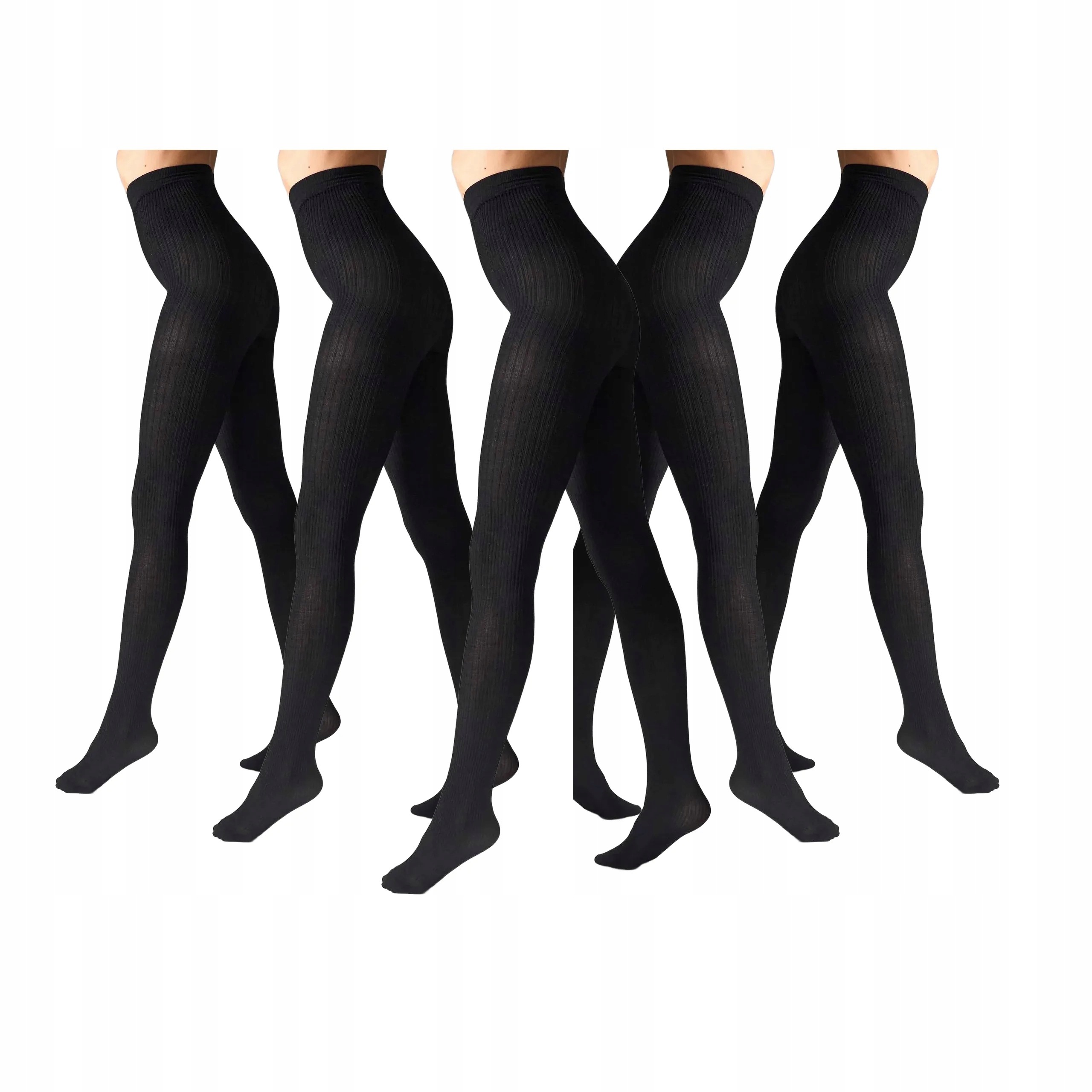 5 párů Punčocháče z merino vlny s přírodním proužkem L2010 Wool 5x Černá 3-M