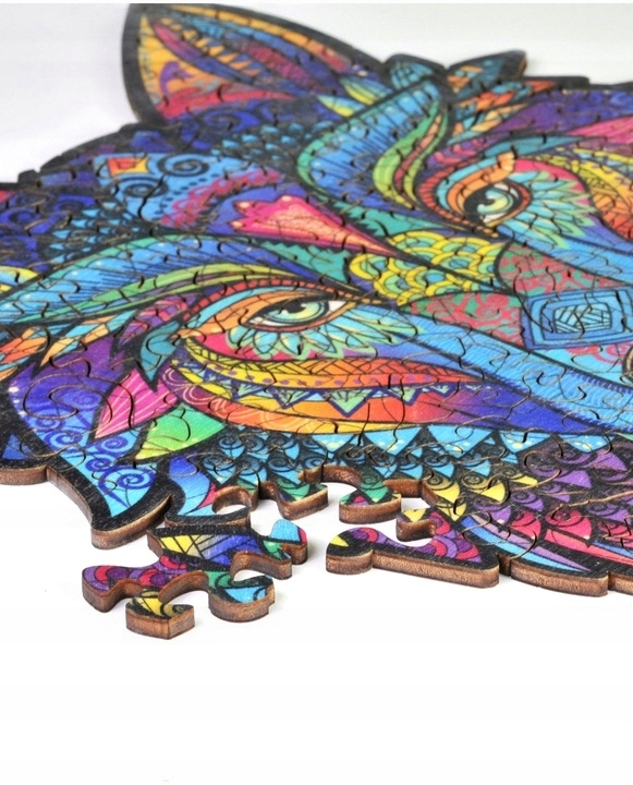 PUZZLE DREWNIANE DLA DOROSŁYCH KOLOROWY WILK M Bohater brak