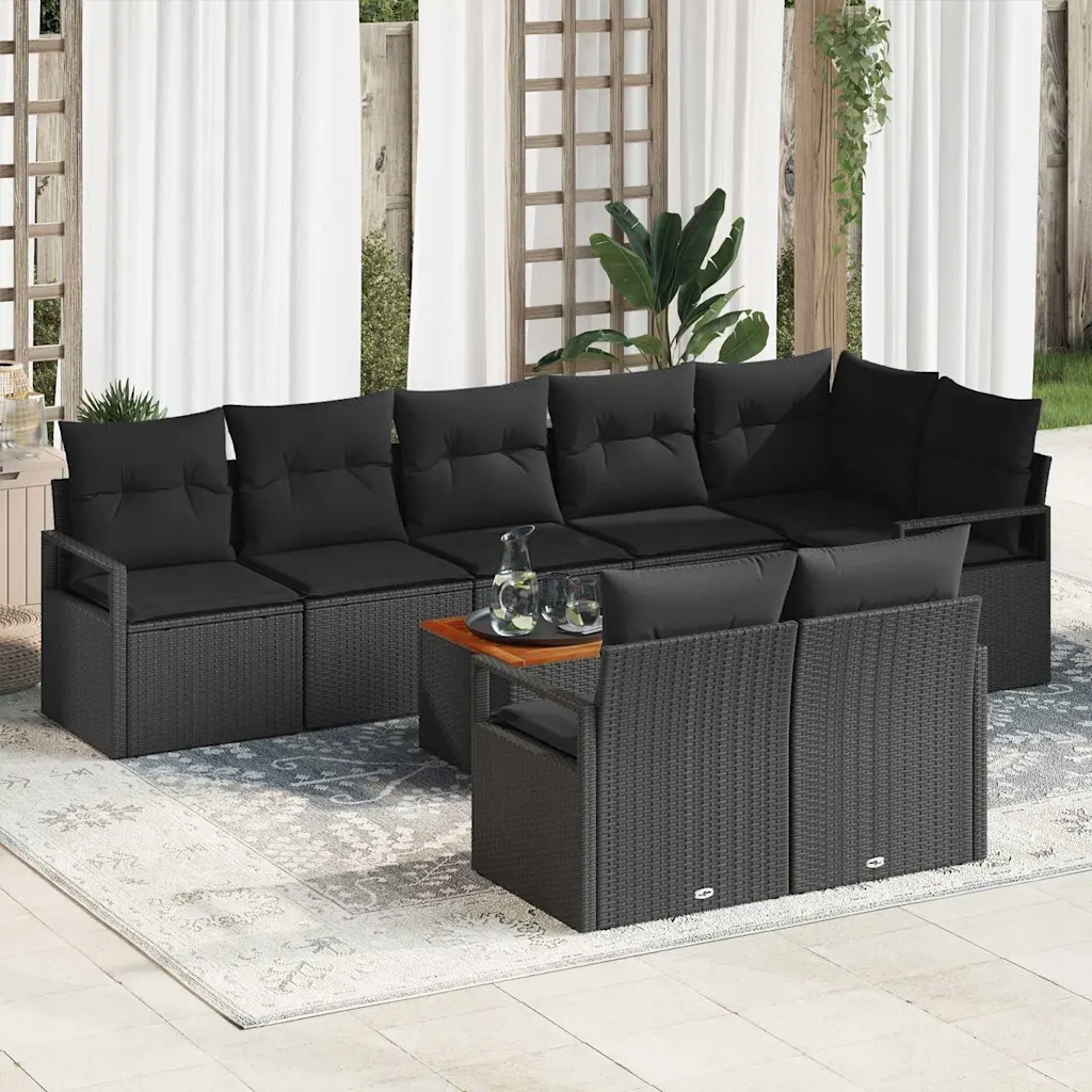 vidaXL Sada zahradních pohovek s úložištěm 9 pcs Černá polyratan
