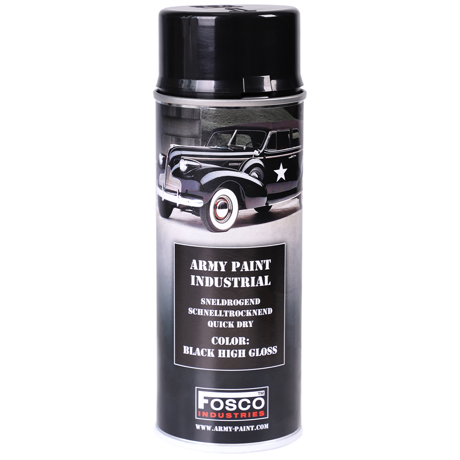 Farba w Sprayu Wojskowa do Maskowania Sprzętu 400ml Fosco Czarna Błyszcząca