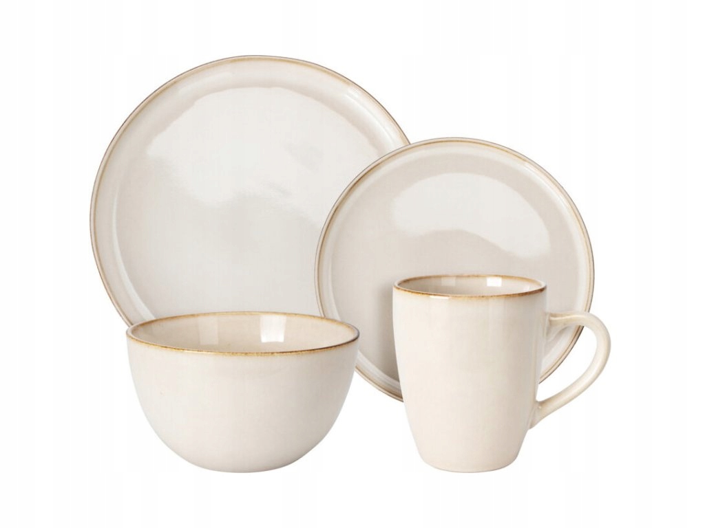 Kameninová jídelní sada pro 4 osoby, béžová