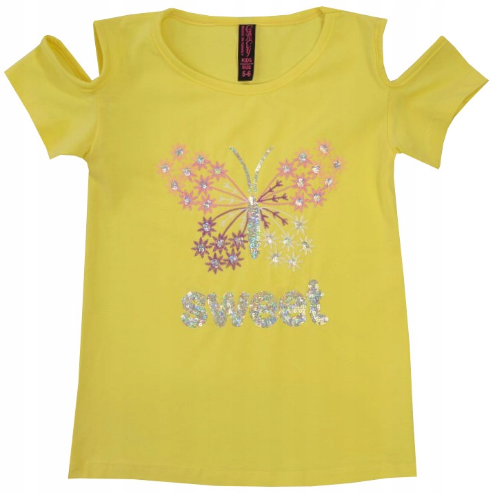 

Bluzka T-shirt Żółty motyl haft cekiny 9/10 H208E