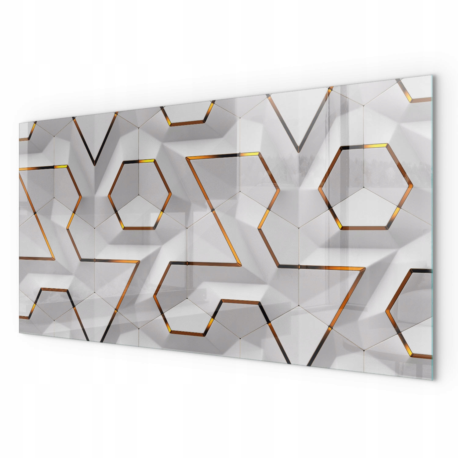 Žiaruvzdorná doska z tvrdeného skla pod kachle Geometrický 3D vzor 120x60