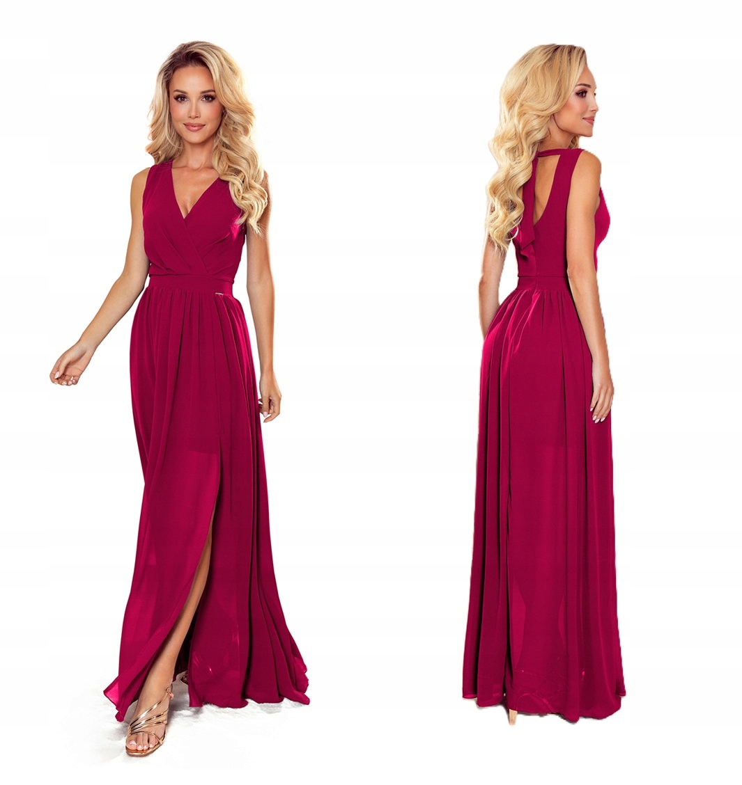 Karnevalová Dlouhá Šaty Se Zavazováním Kolem Krku, Výstřih Bordó, Velikost XL