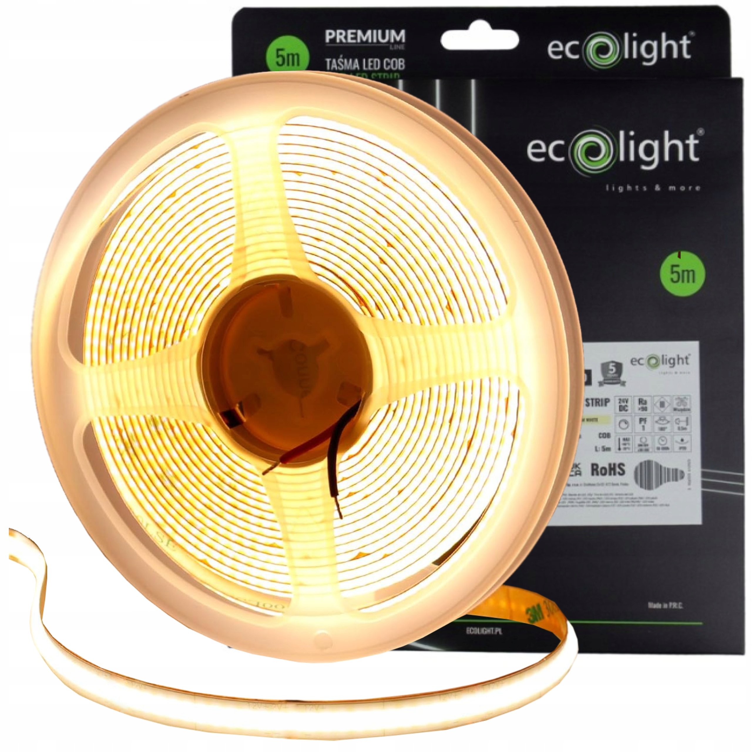 Led pásek 24V Bezbodový pásek Cob 1152LED/1m 14W/1m 1750lm/m Teplý 5M