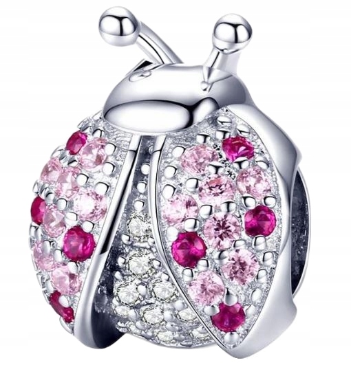 Charms Biedronka zirkony stříbro 925