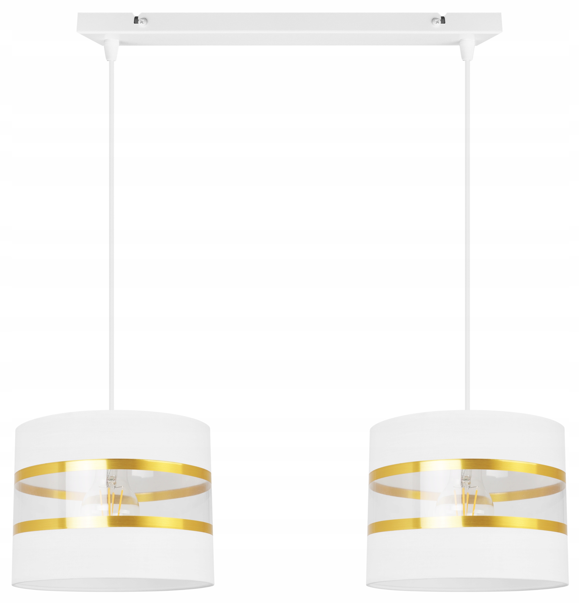 Závěsná Stropní Lampa Lustr Glamour Bílá Stínidlo Zlaté Akcenty