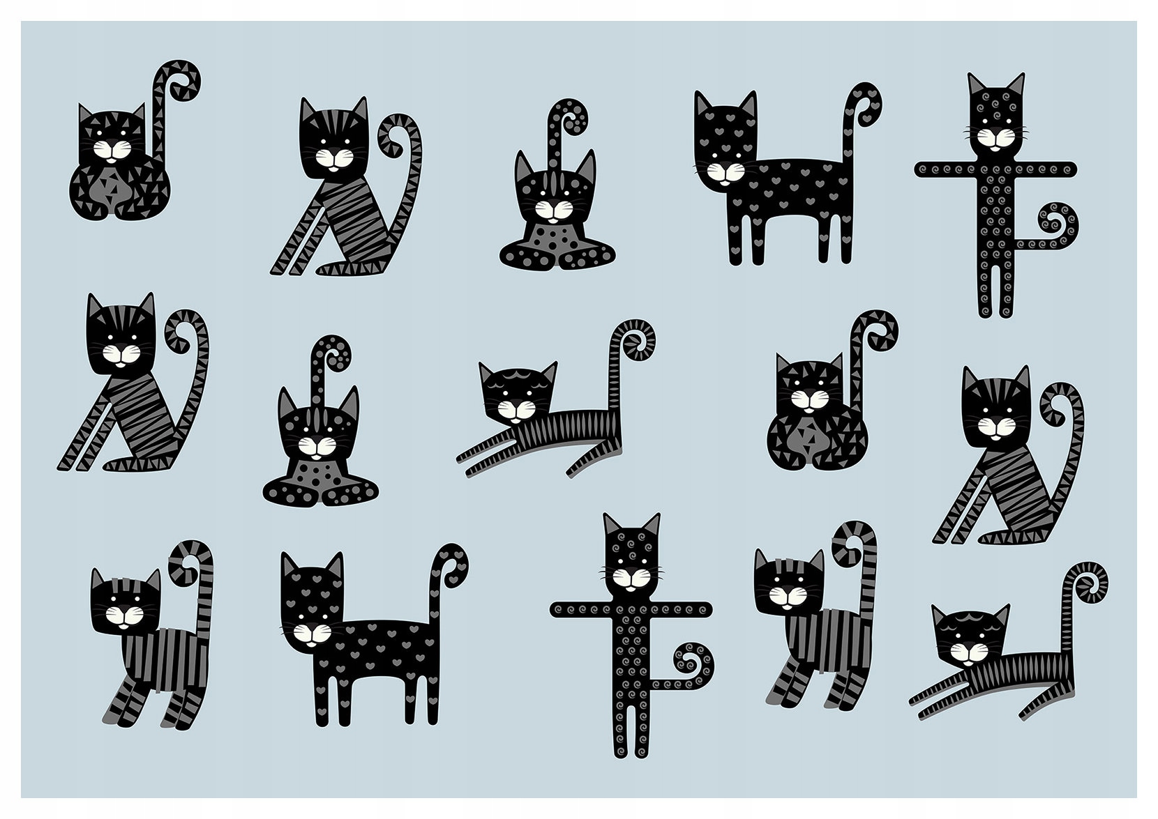 Tapeta Černé bílé kočky vinylová 254x184 vzor do dětského pokoje lepidlo