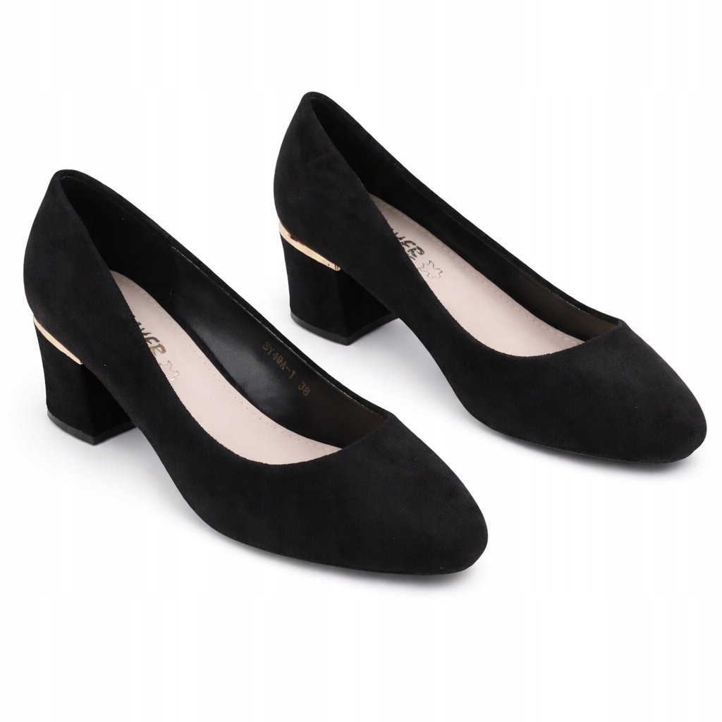 Czarne Czółenka Damskie Na Słupku 5 cm Uniwersalne Buty