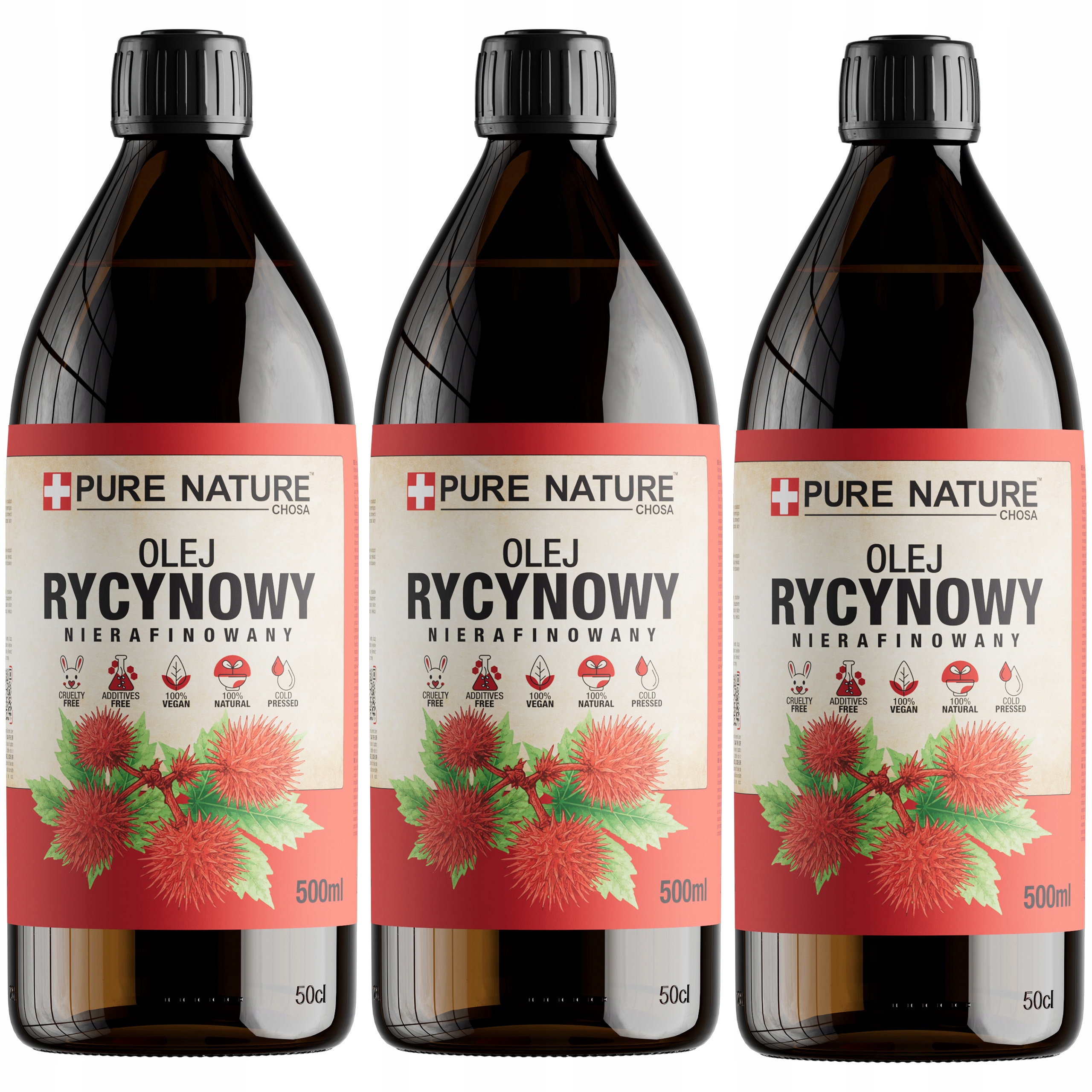 Rycinový Olej Nerafinovaný Lisovaný Za Studena Přírodní Z Indie 3x 0,5L