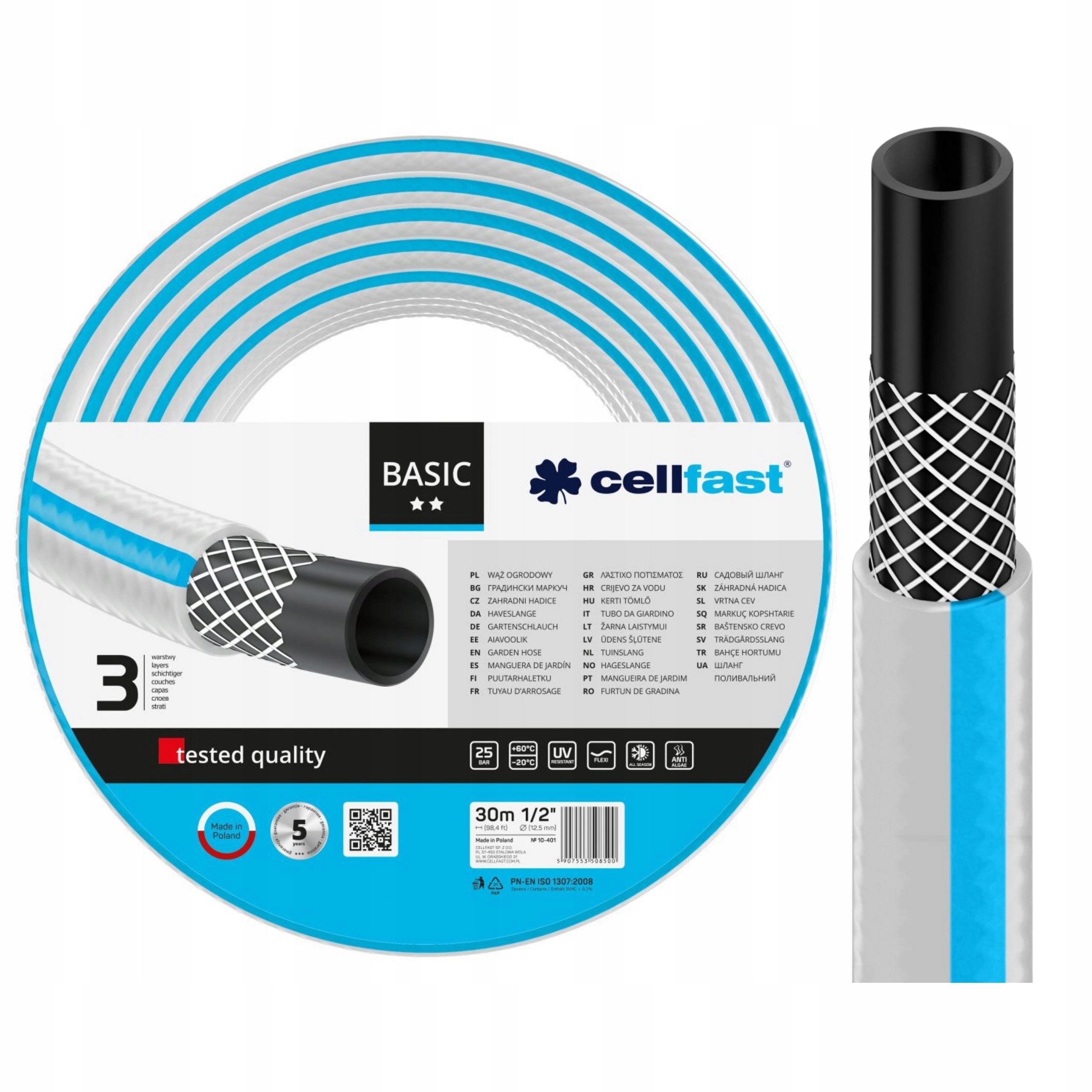 

Cellfast Basic Wąż Ogrodowy 1/2" 50MB 10-402