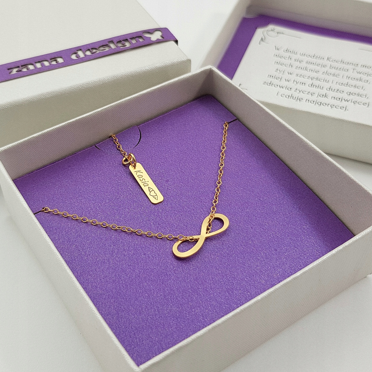 

Złoty naszyjnik Celebrytka infinity Grawer Prezent