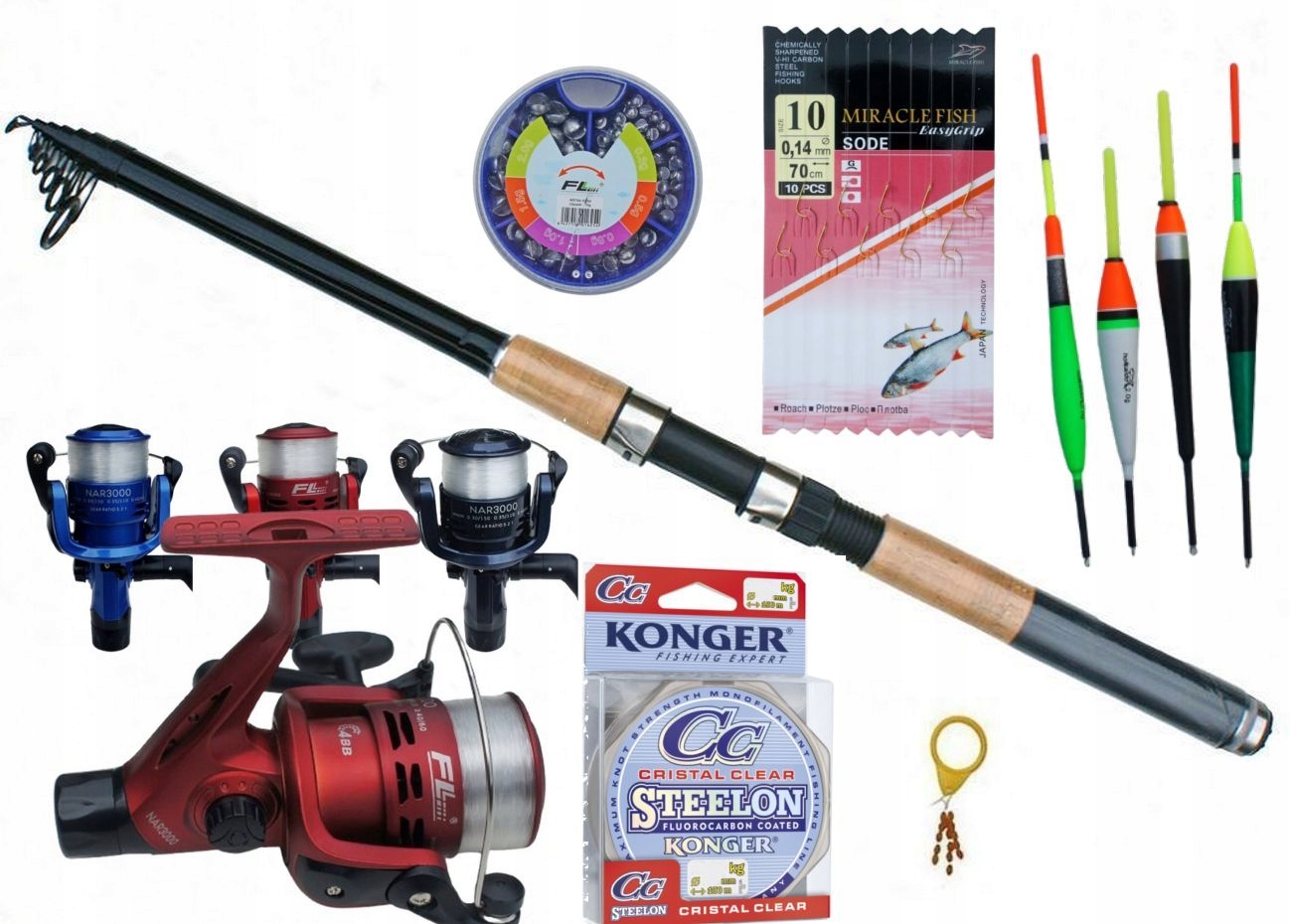 Zestaw wędkarski spławikowy 3m wędka kompletny zestaw dla początkujących