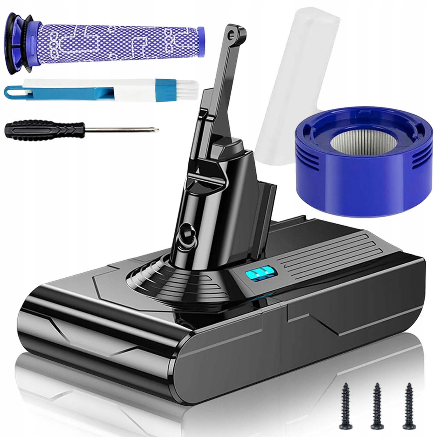 Náhradní lithiové baterie 6000 MAh pro vysavače Dyson V8, SV10 2 filtry