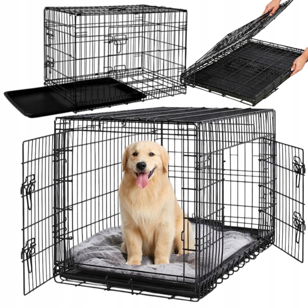 Klatka Dla Psa Kennelowa Transporter Do Samochodu Metalowa Kojec 91x60x67