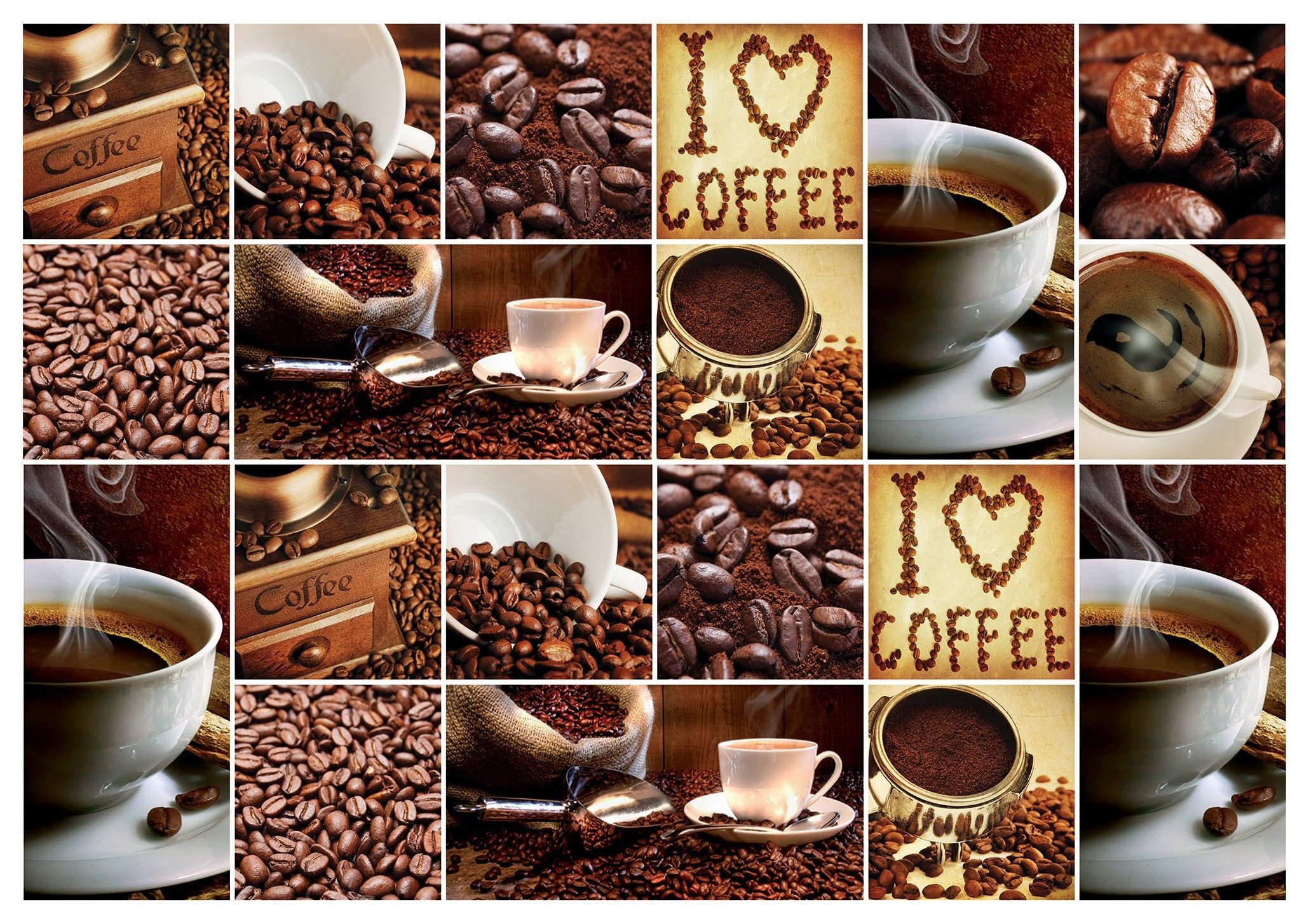 Vliesová fototapeta Kávová koláž zrná šálky aróma 416x290 lepidlo