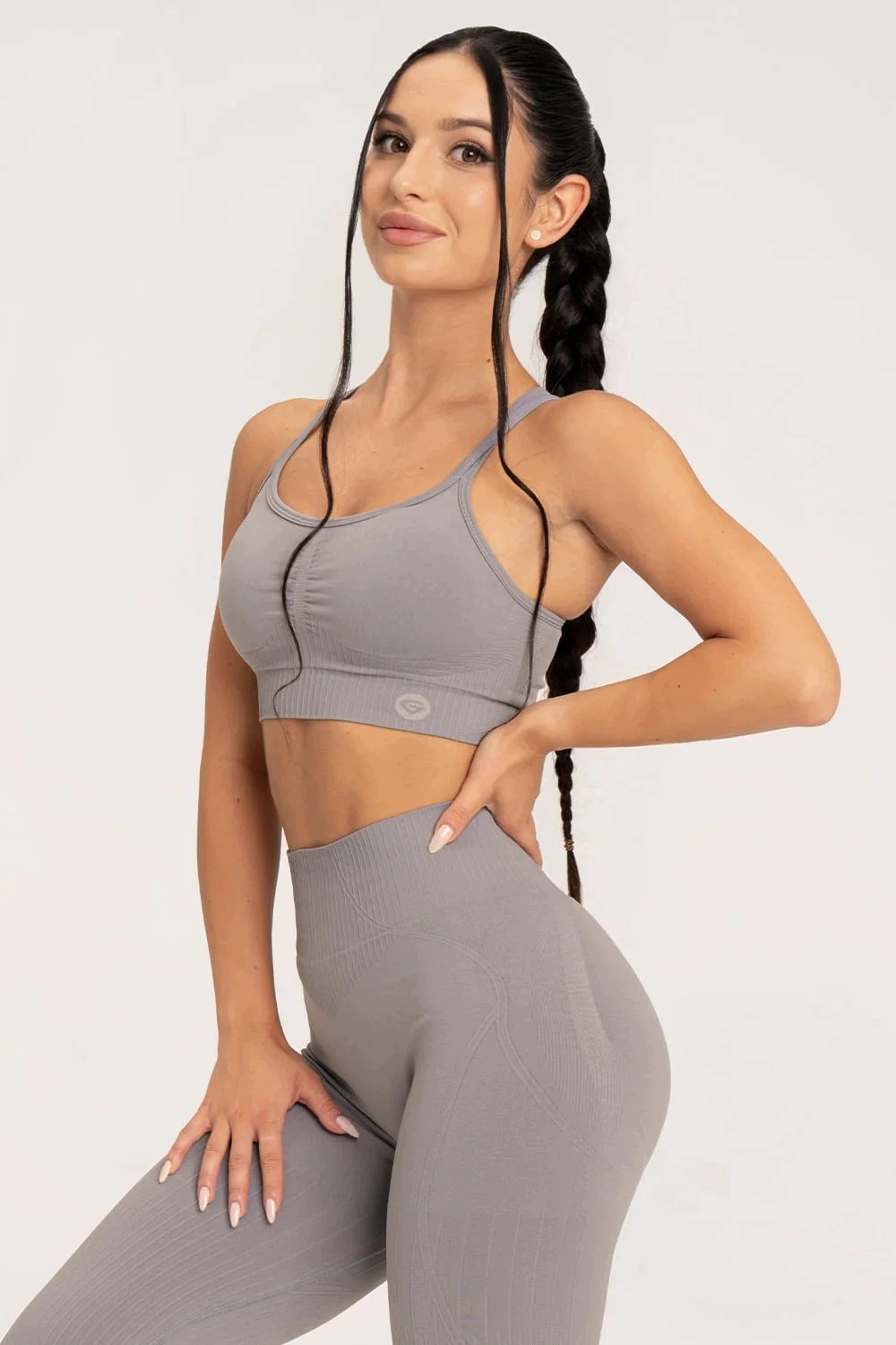 Gym Glamour Podprsenka push up 2.0 ghost grey vel. L