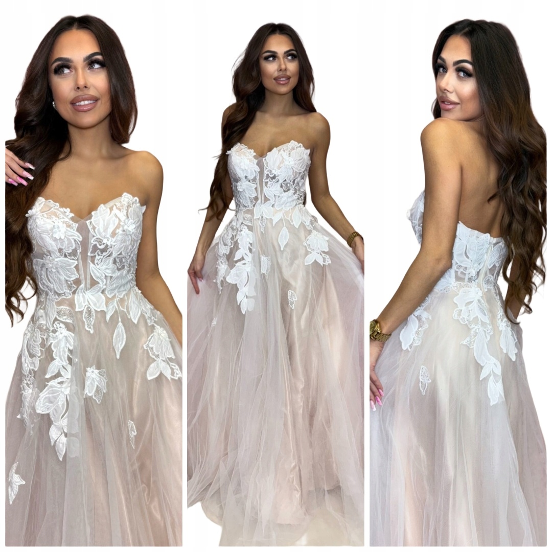 Costa Caleta bílo béžová Dlouhá Tylová Korzetová Sukně princezna M