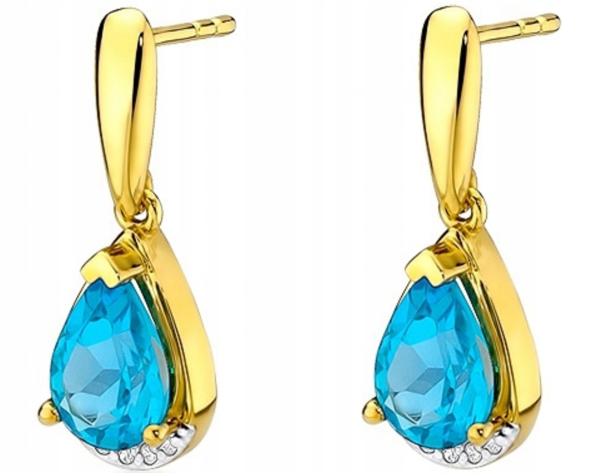 Zlaté náušnice s topazem a brilianty