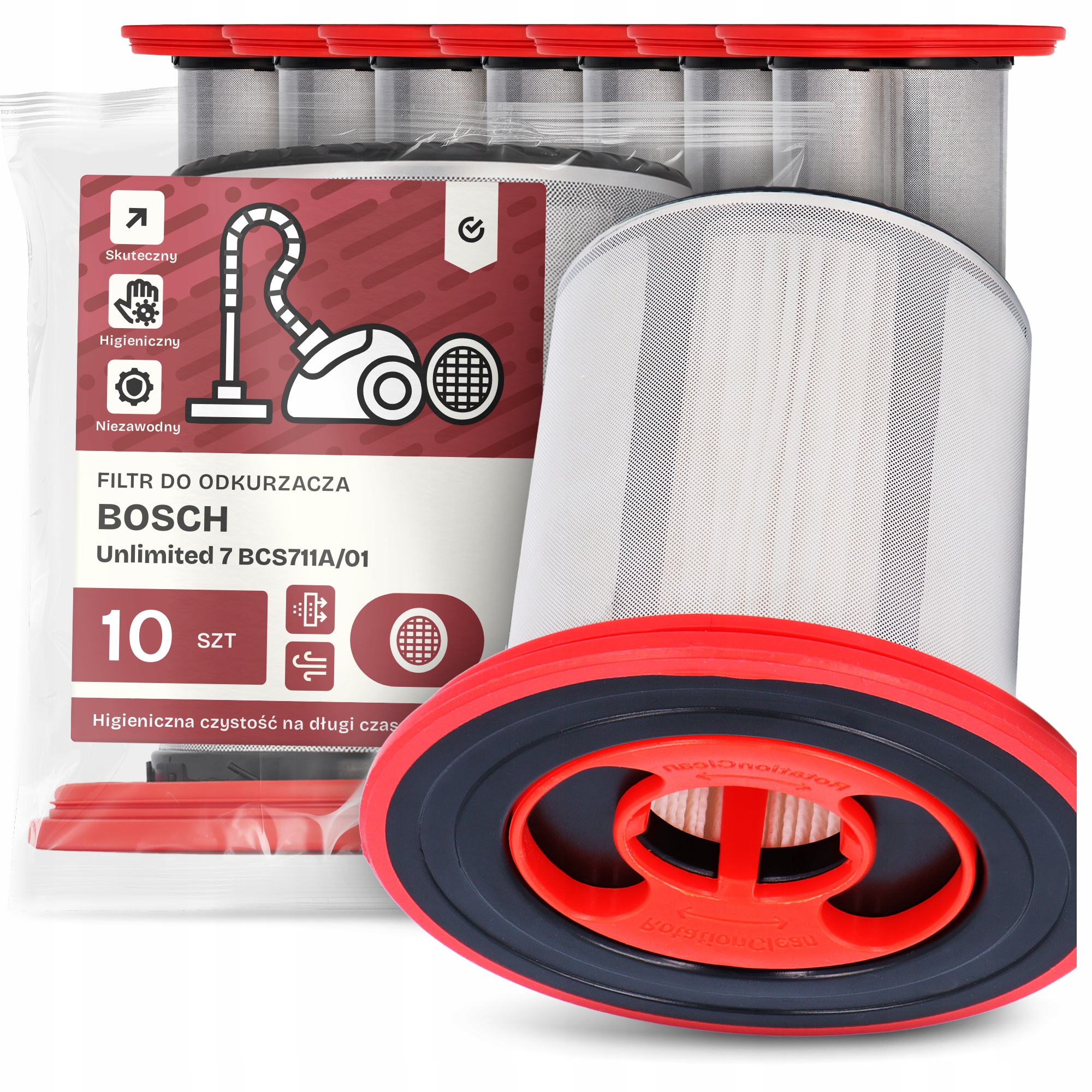 10 x Vzduchový Filtr pro Vysavač Bosch Unlimited 7 BCS711A/01 Hepa Em-w